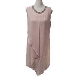 Blush Pink Chain Collar Tiered Dress DB EST 1962 Sz 6 Minimalist Cocktail Party